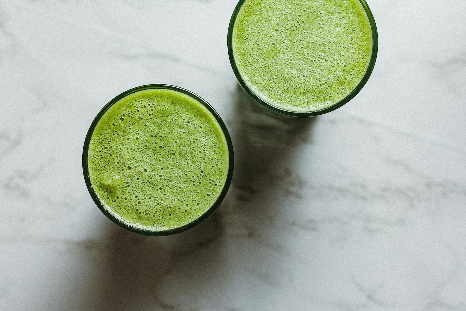 green juice on marble counter